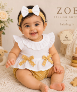 "Zoe" - Cotton Stylish Outfit | Brown & White | 2 months to 24 months