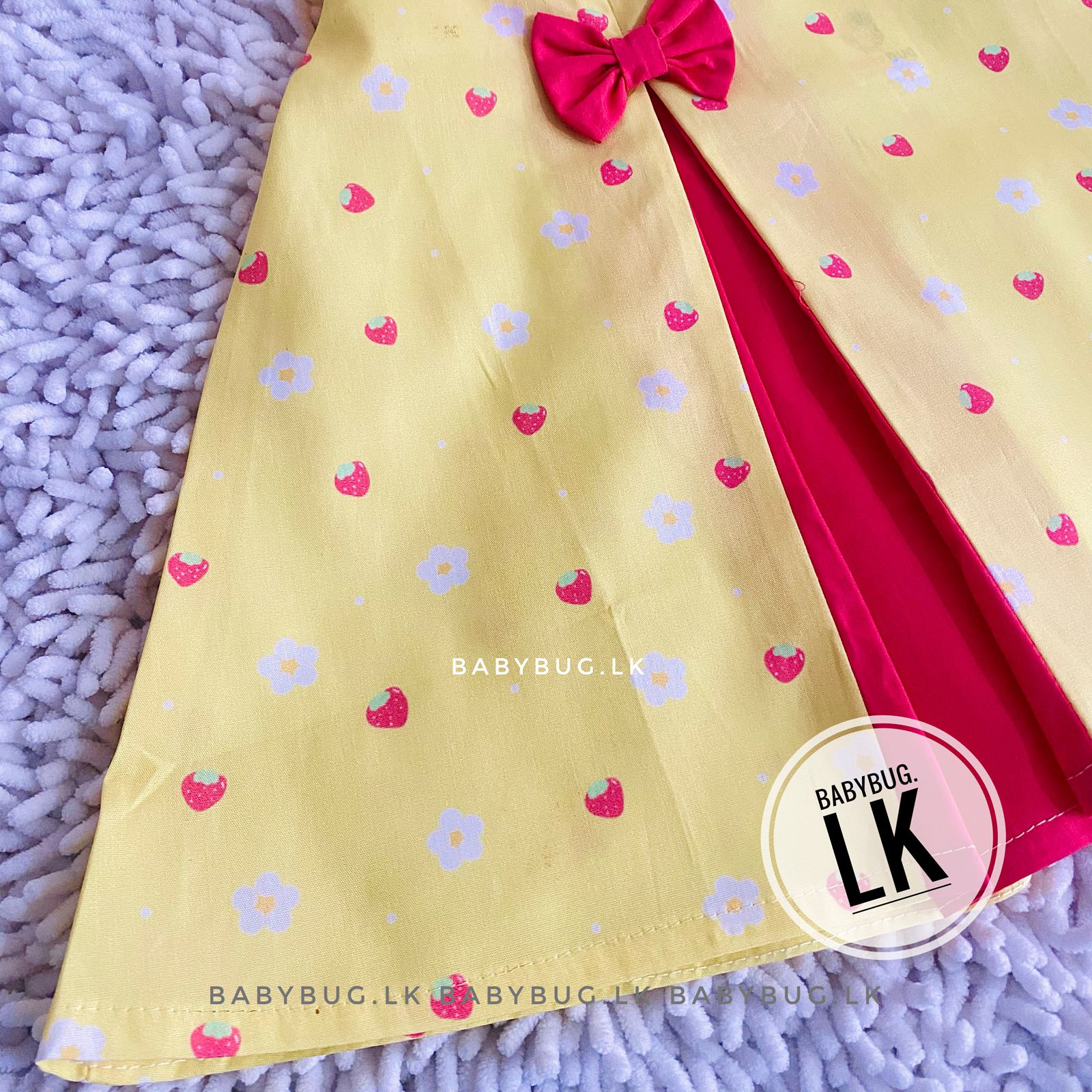 Bow Pleated Stylish Frock with Bloomer (Panty) & Headband | Yellow & White | 2 months to 24 months - Image 3