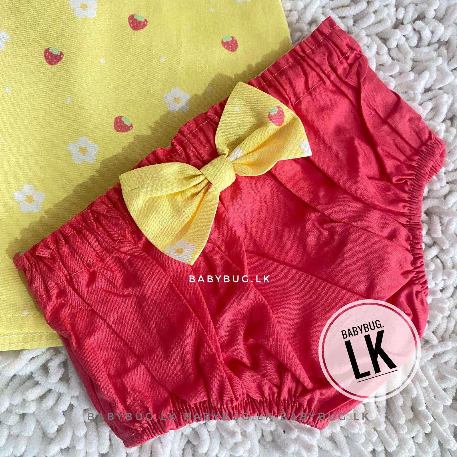 Bow Pleated Stylish Frock with Bloomer (Panty) & Headband | Yellow & White | 2 months to 24 months - Image 5