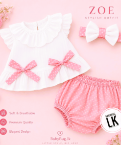 Alternative view of "Zoe" - Cotton Stylish Outfit | Pink & White | 2 months to 24 months