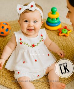 Red Roses Fairy Embroidered 3 in 1 Frock Set | 0 - 6 Months |