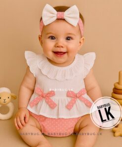 "Zoe" - Cotton Stylish Outfit | Pink & White | 2 months to 24 months