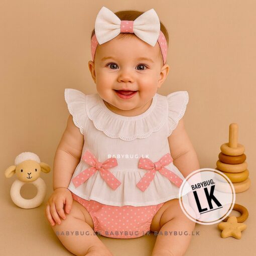 "Zoe" - Cotton Stylish Outfit | Pink & White | 2 months to 24 months