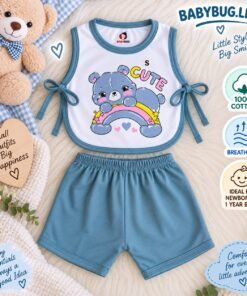 Cotton Quality - Side Open Suits  [New Born to 9 months] - Design 09 - Rainbow, Small