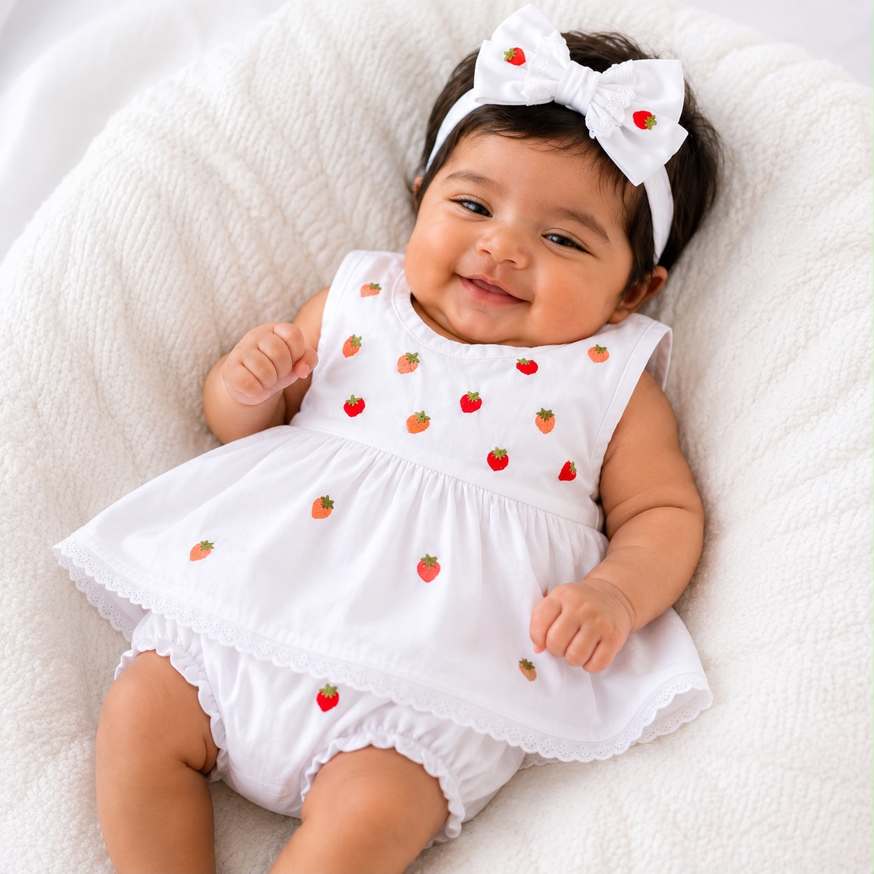 Strawberry Fairy Embroidered 3 in 1 Frock Set | 0 - 6 Months | - Image 4