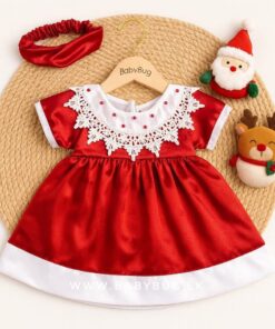 Beaded - Lace Christmas Frock & Headband 🎄🎅☃️ [Age 3 months to 6 Years]