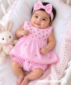 PINK Fairy Embroidered 3 in 1 Frock Set | 0 - 6 Months