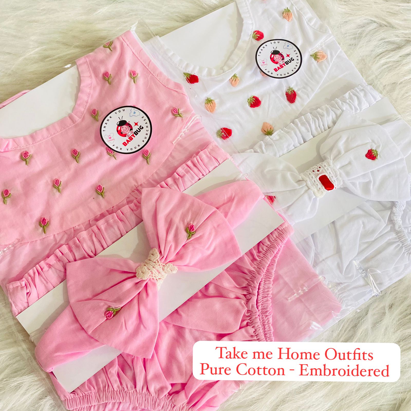 PINK Fairy Embroidered 3 in 1 Frock Set | 0 - 6 Months | - Image 3