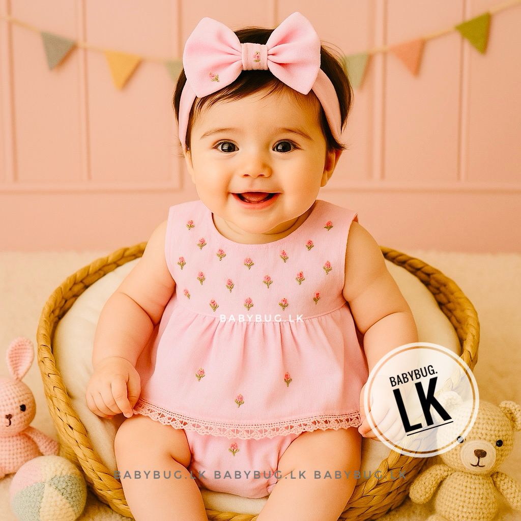 PINK Fairy Embroidered 3 in 1 Frock Set | 0 - 6 Months |