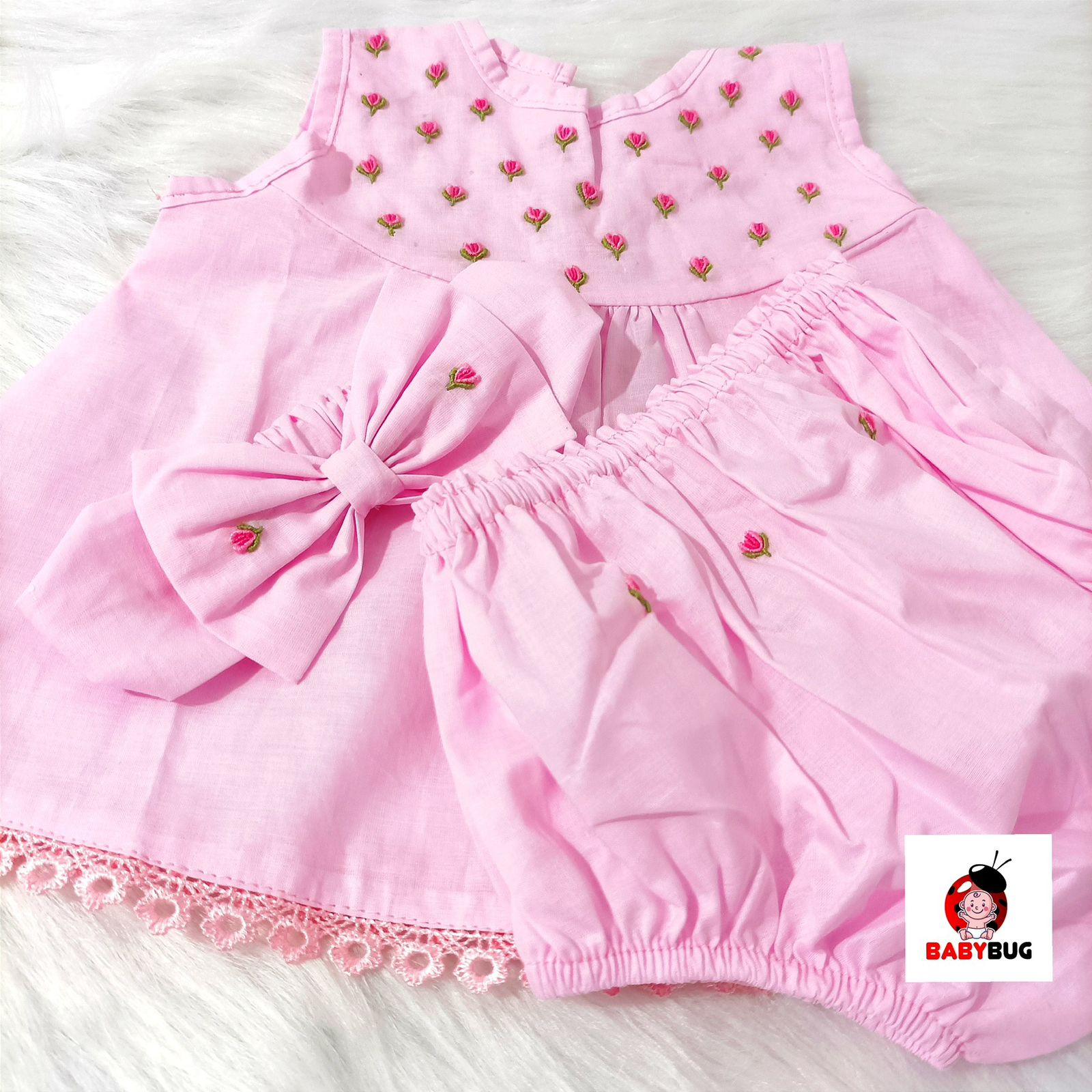 PINK Fairy Embroidered 3 in 1 Frock Set | 0 - 6 Months | - Image 2