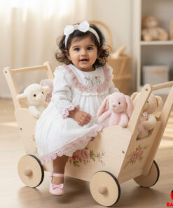 "Royal Rosette" 🎀⚡️ Embroidered - Handmade - Frock with Headband.