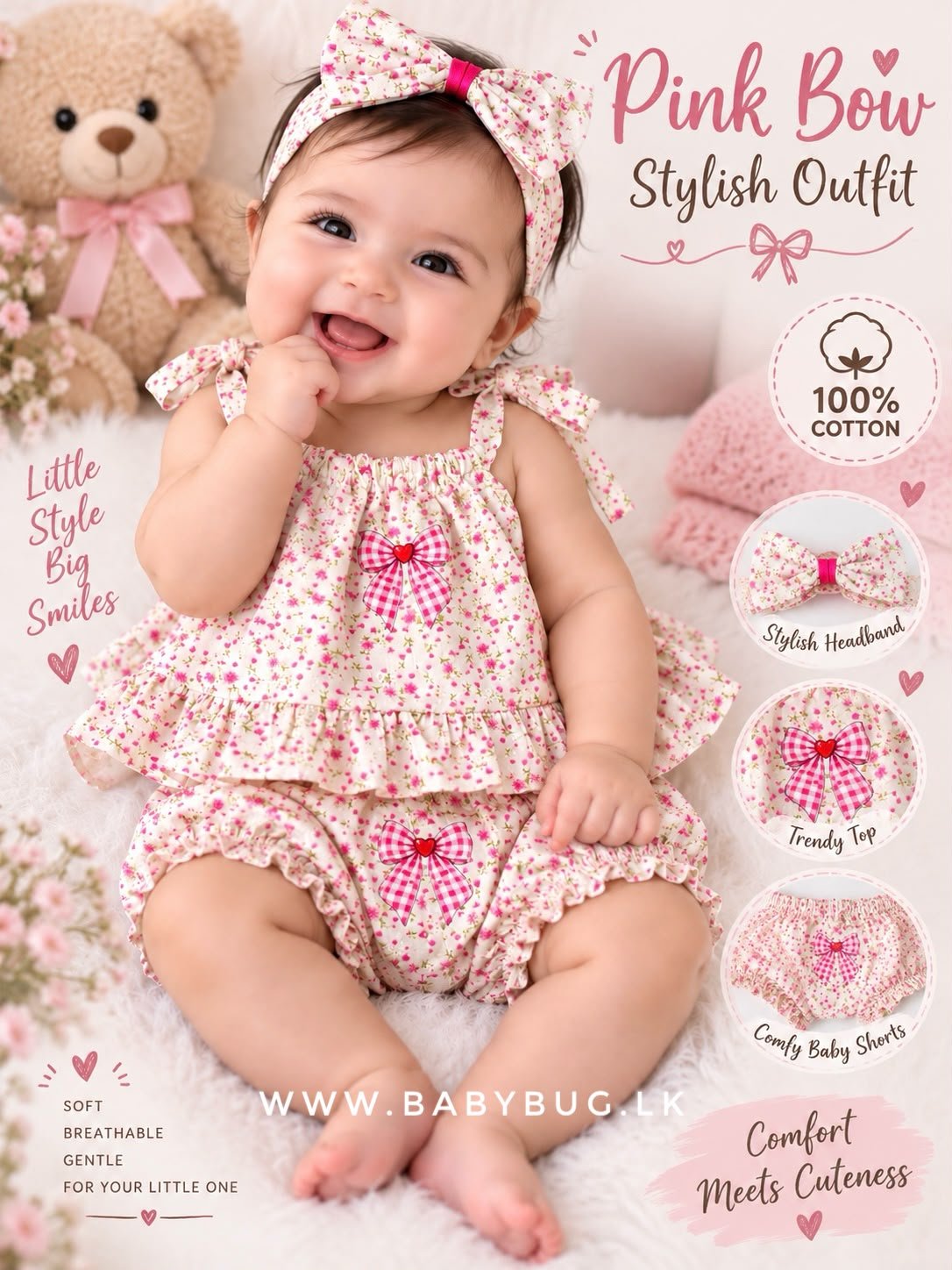 🌸🍑 Pink Bow Stylish Outfit | 2-9 months🌸🍑