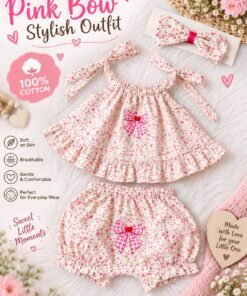 Alternative view of 🌸🍑 Pink Bow Stylish Outfit | 2-9 months🌸🍑