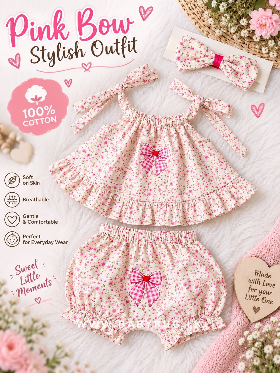 🌸🍑 Pink Bow Stylish Outfit | 2-9 months🌸🍑 - Image 2