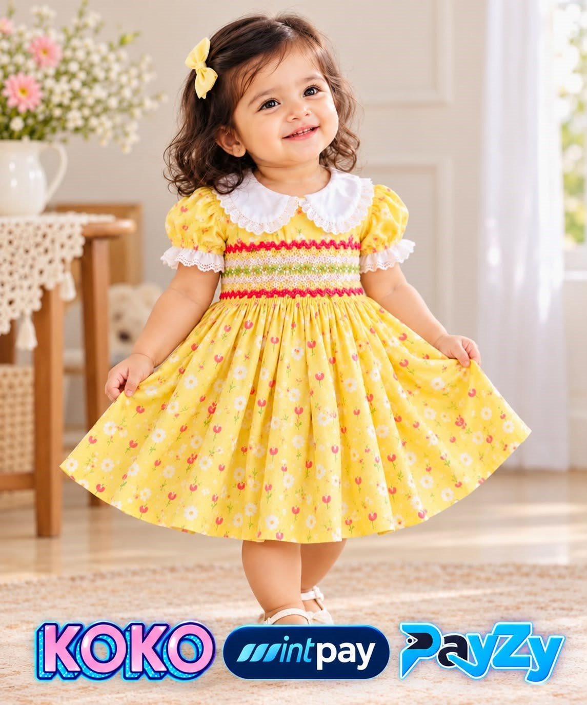 Yellow Tiara – Baby Girl SMOCK Frock