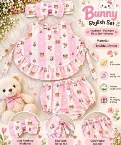 🌸🍓 Bunny" Comfy Set - Strawberry  🌸🍓  [Newborn - 22 months] - Image 5