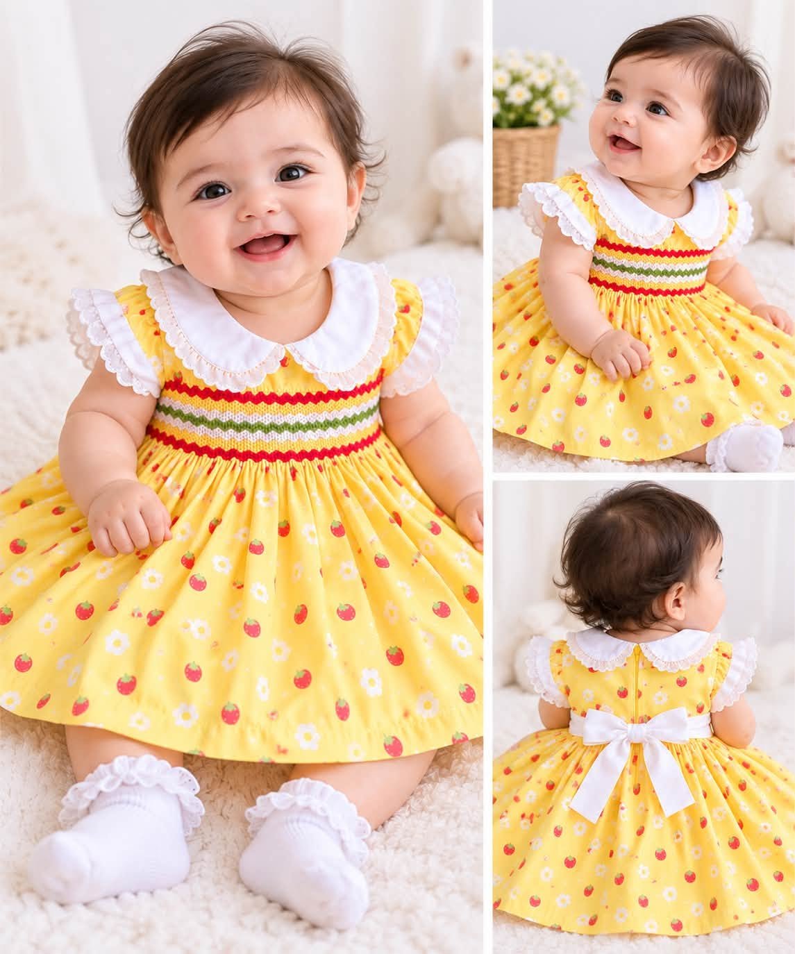 Yellow Tiara – Baby Girl SMOCK Frock - Image 4