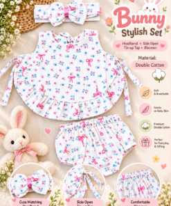 🌸🍓 Bunny" Comfy Set - Strawberry  🌸🍓  [Newborn - 22 months] - Image 4